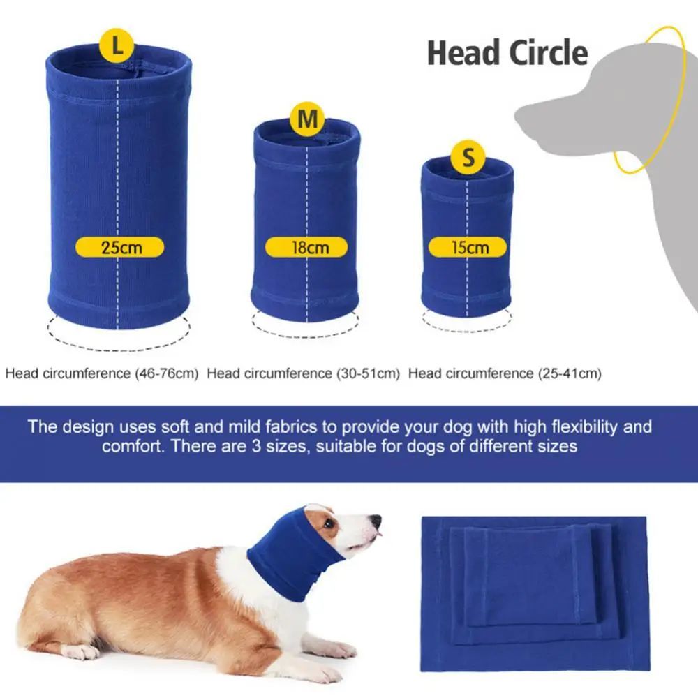 KFX-6693053 Comfortable Adjustable Dog Earmuff Scarf for Noise Reduction and Anxiety Relief - Soft Polyester Material