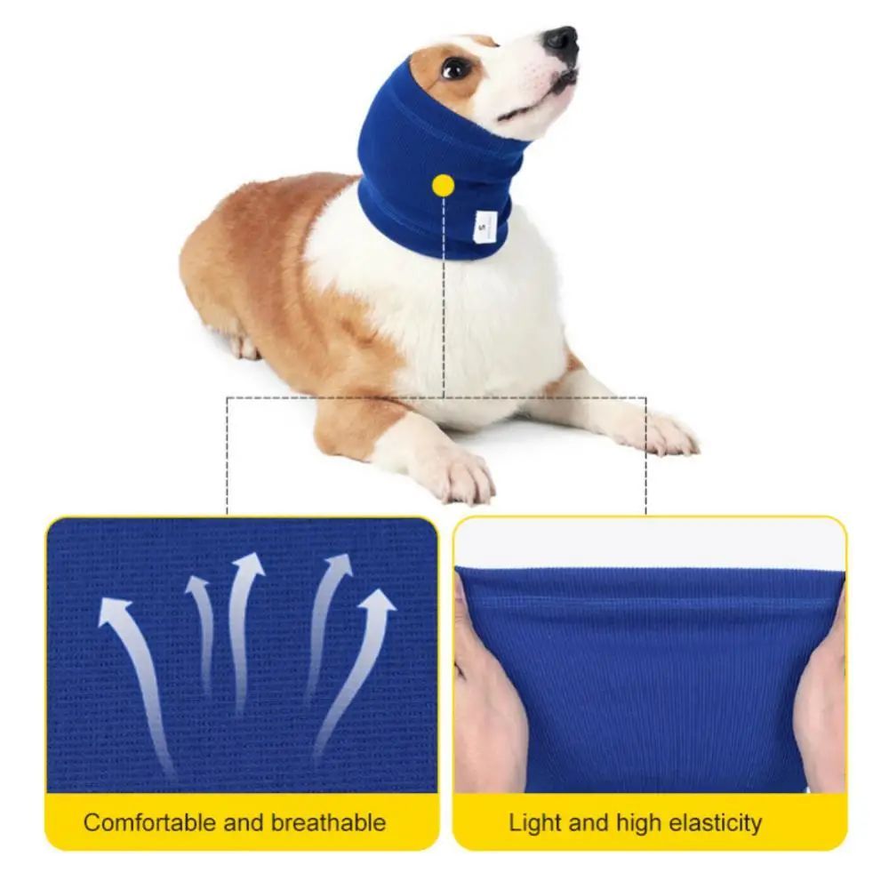 KFX-6693053 Comfortable Adjustable Dog Earmuff Scarf for Noise Reduction and Anxiety Relief - Soft Polyester Material