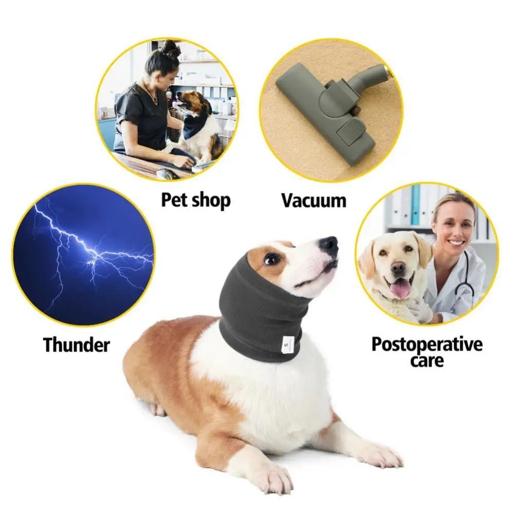 KFX-6693053 Comfortable Adjustable Dog Earmuff Scarf for Noise Reduction and Anxiety Relief - Soft Polyester Material
