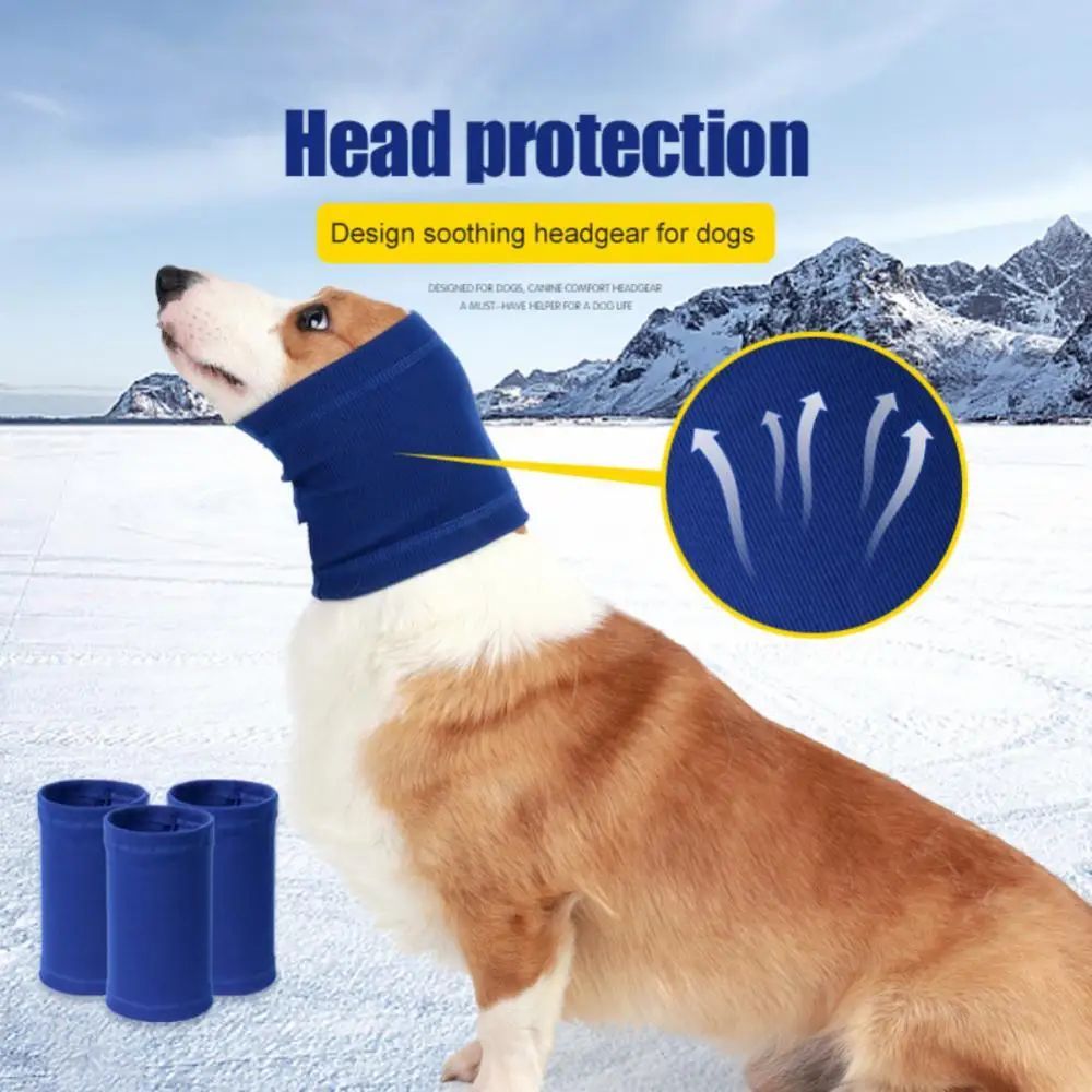 KFX-6693053 Comfortable Adjustable Dog Earmuff Scarf for Noise Reduction and Anxiety Relief - Soft Polyester Material