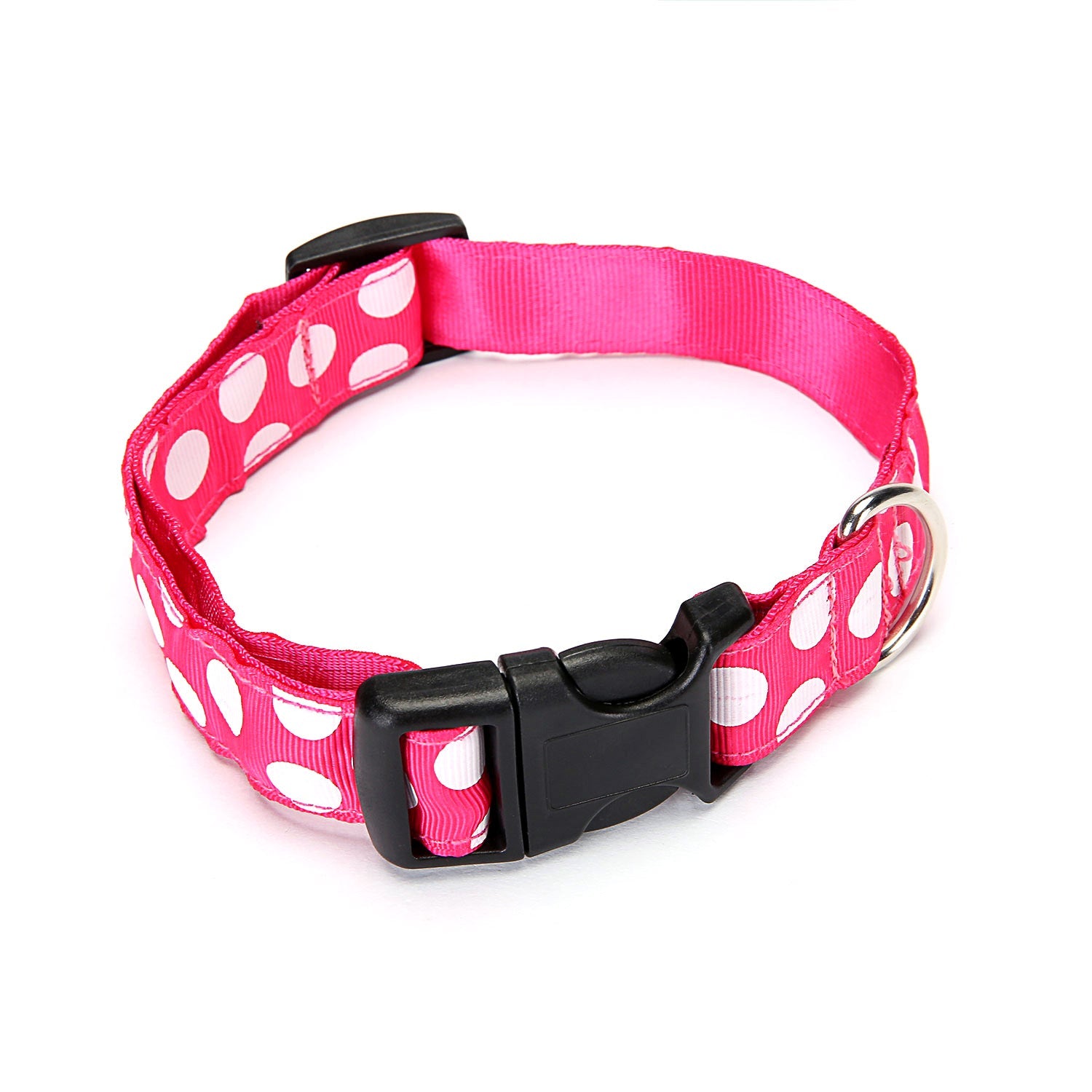 KFX-6693437 Red and Green Dot Pattern Polyester Dog Collars for All Seasons - Size S and L Available