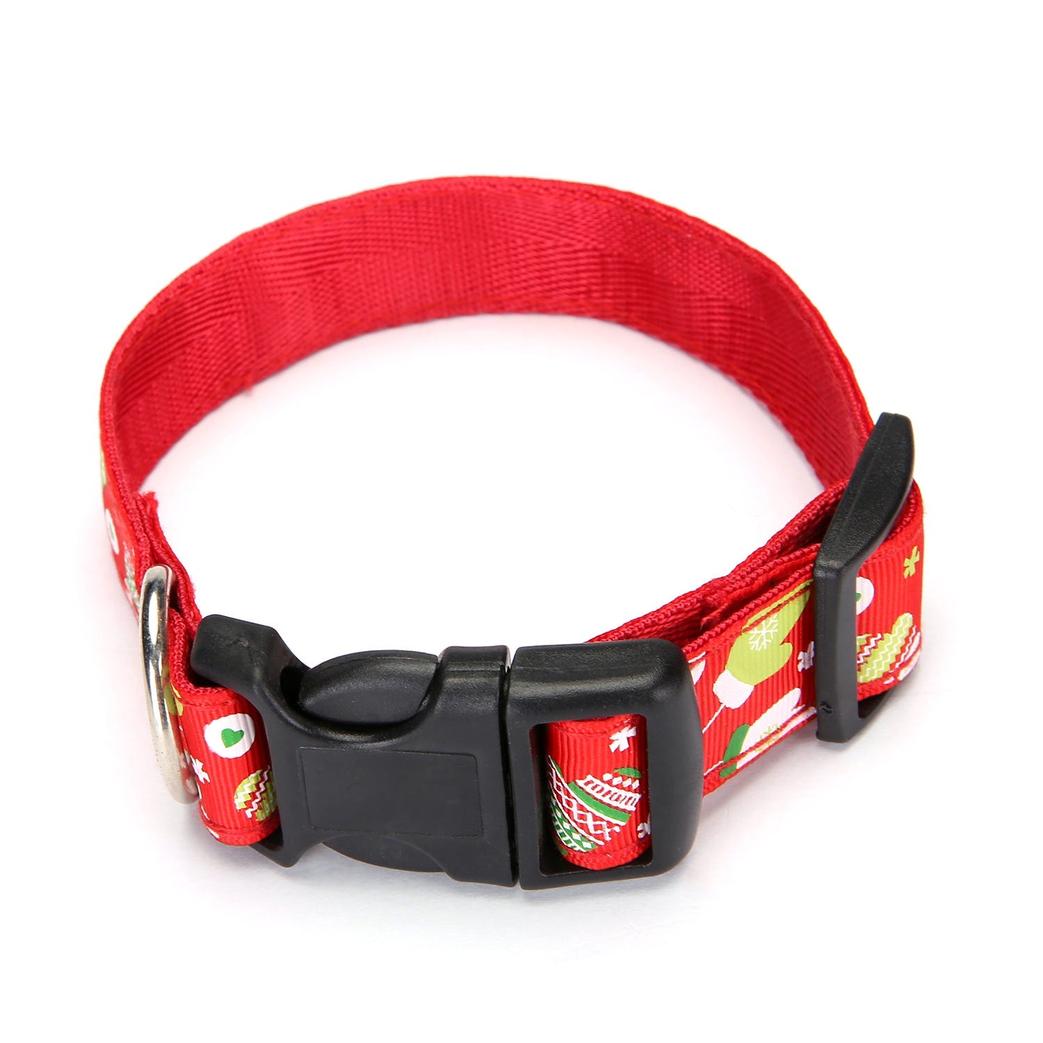 KFX-6693437 Red and Green Dot Pattern Polyester Dog Collars for All Seasons - Size S and L Available