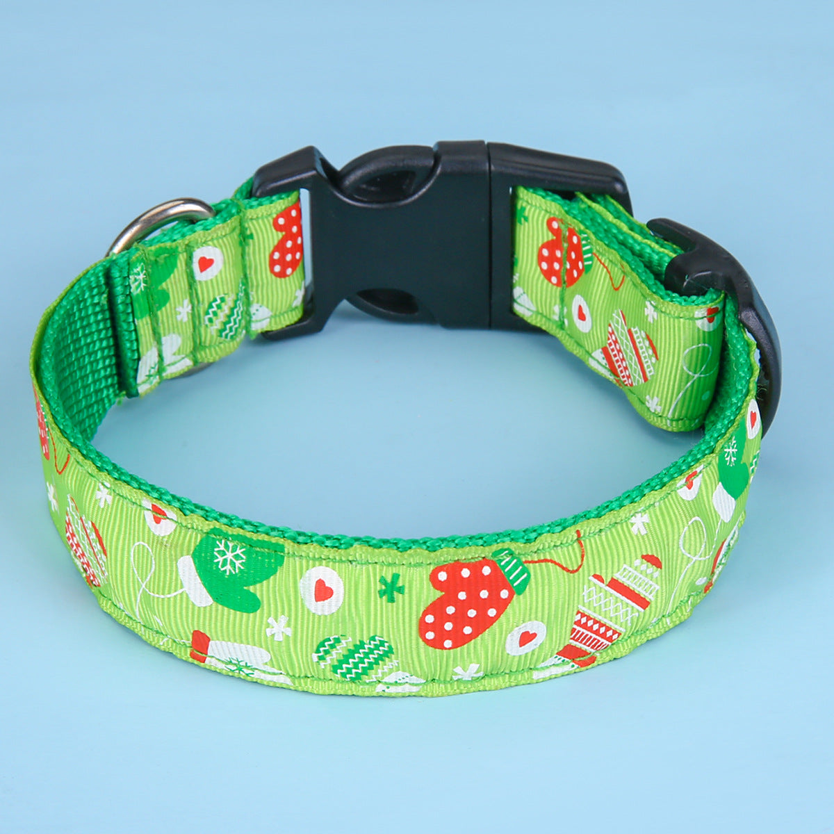 KFX-6693437 Red and Green Dot Pattern Polyester Dog Collars for All Seasons - Size S and L Available