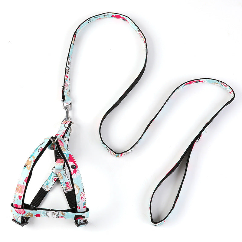 KFX-6694717 Durable Dog Traction Leash in Sky Blue, Light Brown, Black, and Cartoon Design - Multiple Sizes Available