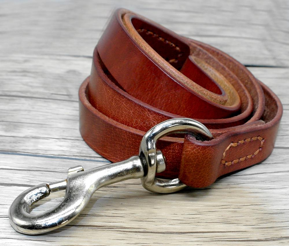 KFX-6695229 Leather Cowhide Dog Leash for Medium and Large Dogs - Durable Traction Belt in Black and Brown