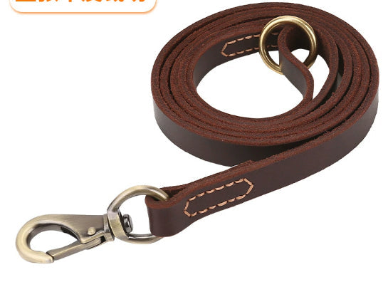 KFX-6695229 Leather Cowhide Dog Leash for Medium and Large Dogs - Durable Traction Belt in Black and Brown