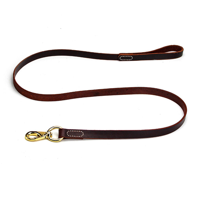 KFX-6695229 Leather Cowhide Dog Leash for Medium and Large Dogs - Durable Traction Belt in Black and Brown
