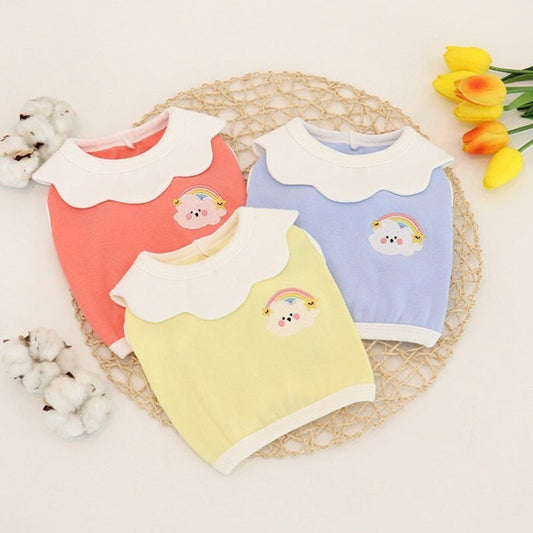 KFX-6695997 Cute Soft Vest for Dogs with Cloud Embroidery in Yellow, Blue, and Pink