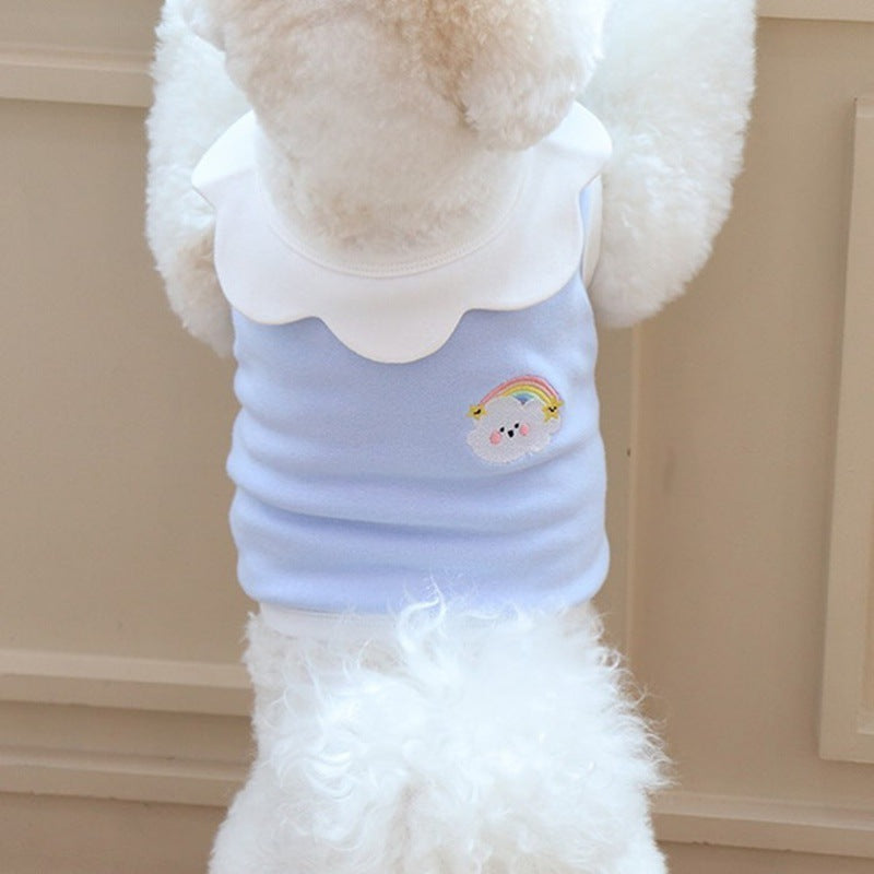 KFX-6695997 Cute Soft Vest for Dogs with Cloud Embroidery in Yellow, Blue, and Pink