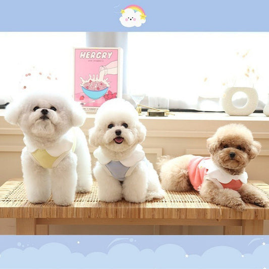 KFX-6695997 Cute Soft Vest for Dogs with Cloud Embroidery in Yellow, Blue, and Pink