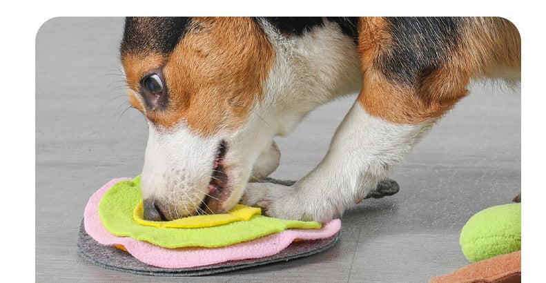 KFX-6696253 Interactive Pet Puzzle Toy for Dogs and Cats – Wool Felt Shaker Cloth, 28 x 17 cm, Brown and Gray