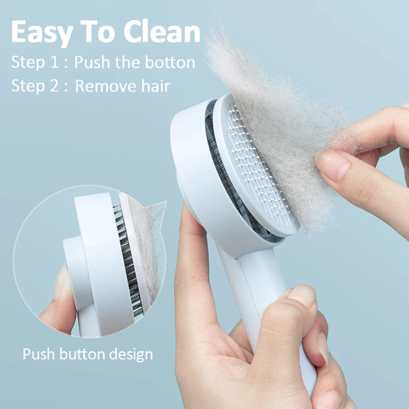 KFX-6697021 Self-Cleaning Pet Comb for Dogs and Cats - Durable Grooming Tool with Massage Function