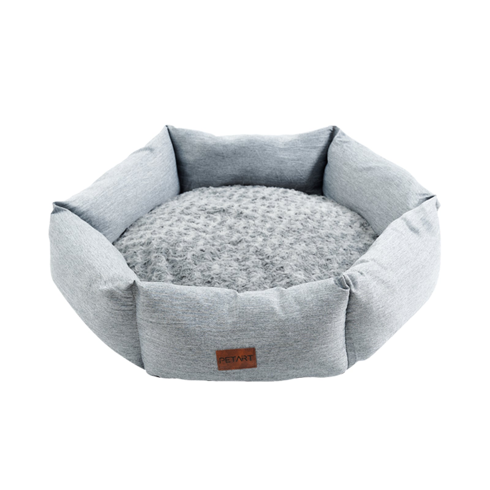 KFX-6698685 Rose Velvet Hexagonal Dog Bed - Soft Plush Couch for Small to Large Dogs, Durable Calming Design