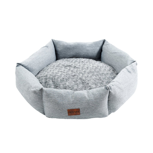 KFX-6698685 Rose Velvet Hexagonal Dog Bed - Soft Plush Couch for Small to Large Dogs, Durable Calming Design