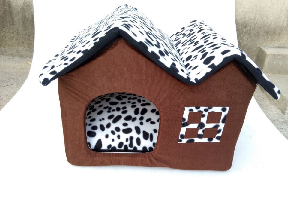 KFX-6701245 Cozy Double-Crest Dog Kennel with Soft Corduroy Fabric and Thick Sponge Mat