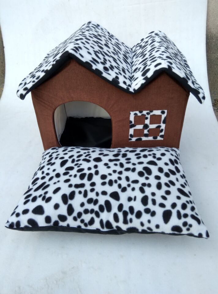 KFX-6701245 Cozy Double-Crest Dog Kennel with Soft Corduroy Fabric and Thick Sponge Mat