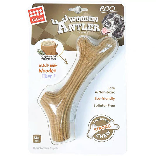 KFX-6702013 Natural Pine Wood Antler Molar Stick for Small and Medium Dogs - Dental Care Toy