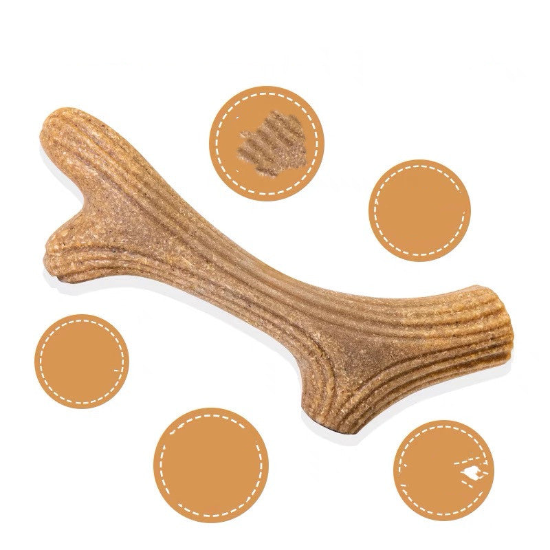 KFX-6702013 Natural Pine Wood Antler Molar Stick for Small and Medium Dogs - Dental Care Toy