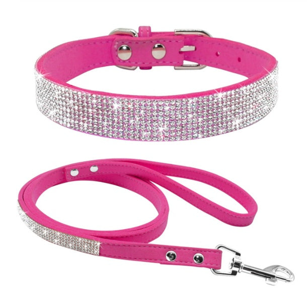 KFX-6703165 Shiny Hot Diamond Pattern Dog Collar - All Season, XS to M Sizes