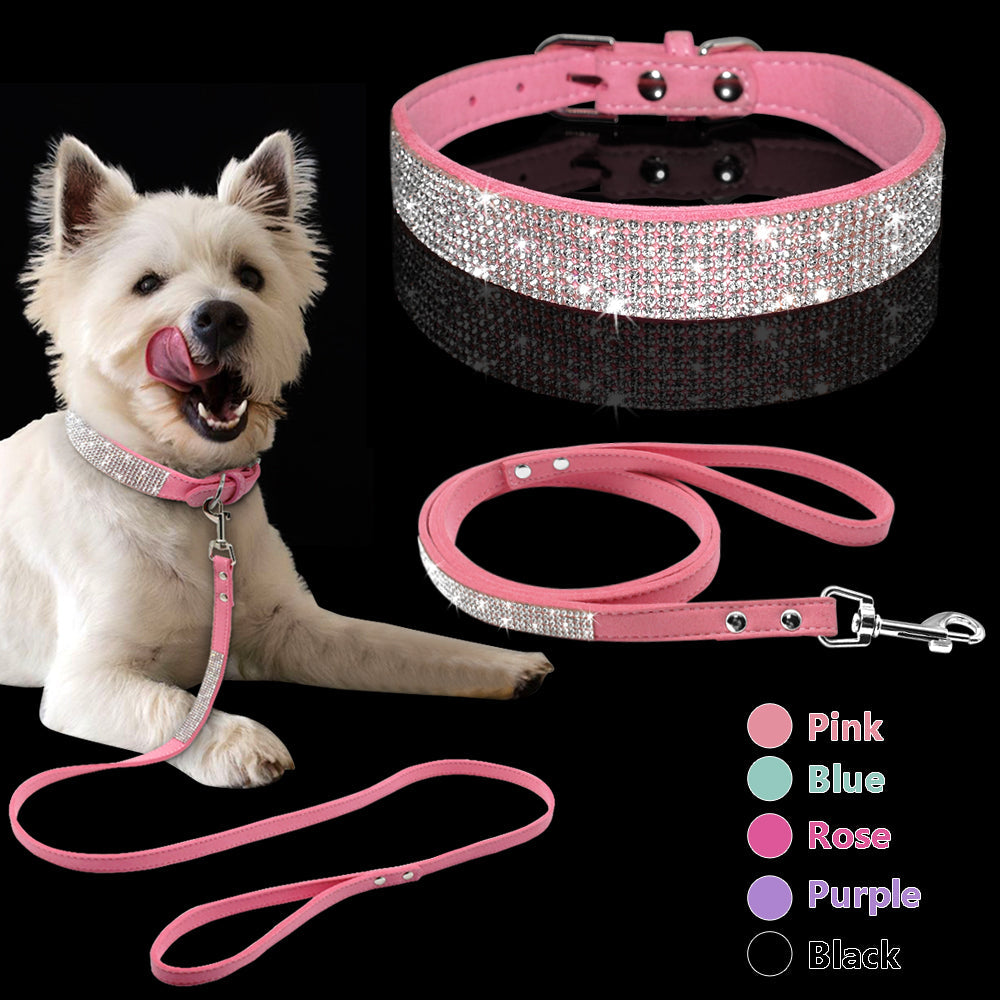 KFX-6703165 Shiny Hot Diamond Pattern Dog Collar - All Season, XS to M Sizes