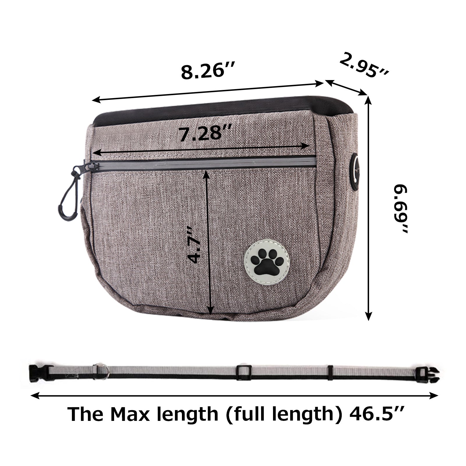 KFX-6703421 Dog Training Snack Bag for Walks - Versatile Oxford Material, Medium to Soft, 21x7.5x17cm