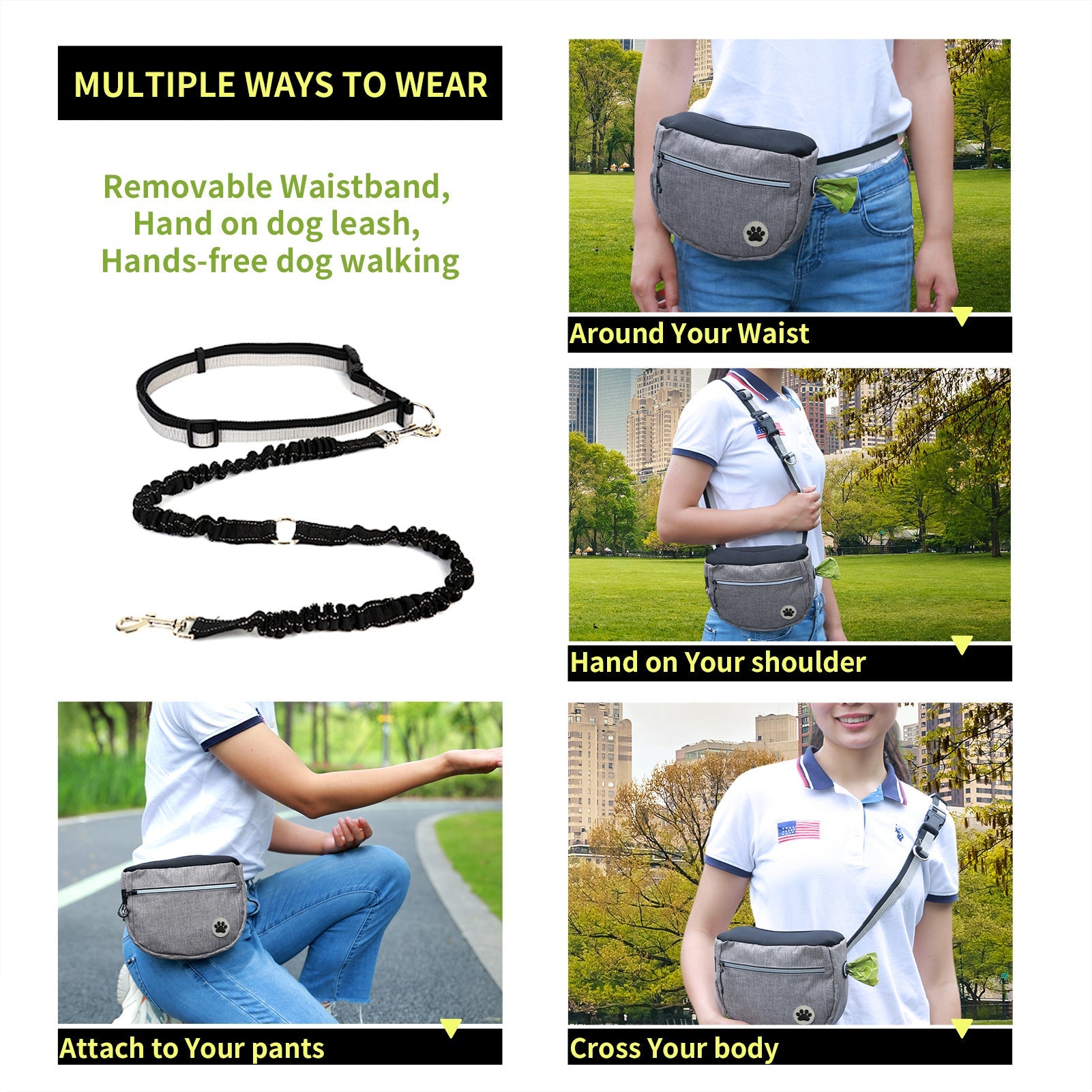KFX-6703421 Dog Training Snack Bag for Walks - Versatile Oxford Material, Medium to Soft, 21x7.5x17cm