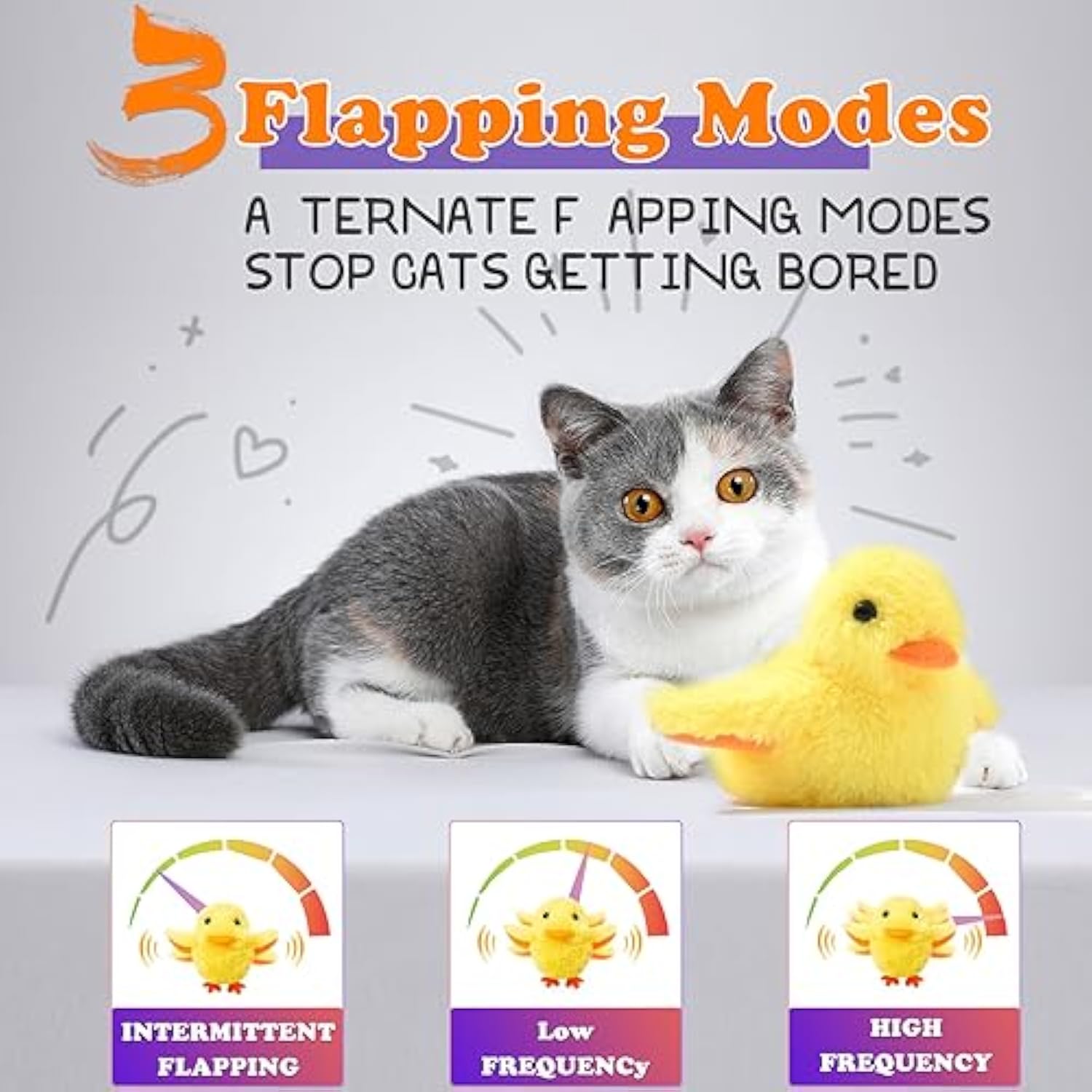 KFX-6704445 Interactive Cat Toy with Rechargeable Quacking Duck and Catnip Pouch for Playful Kittens