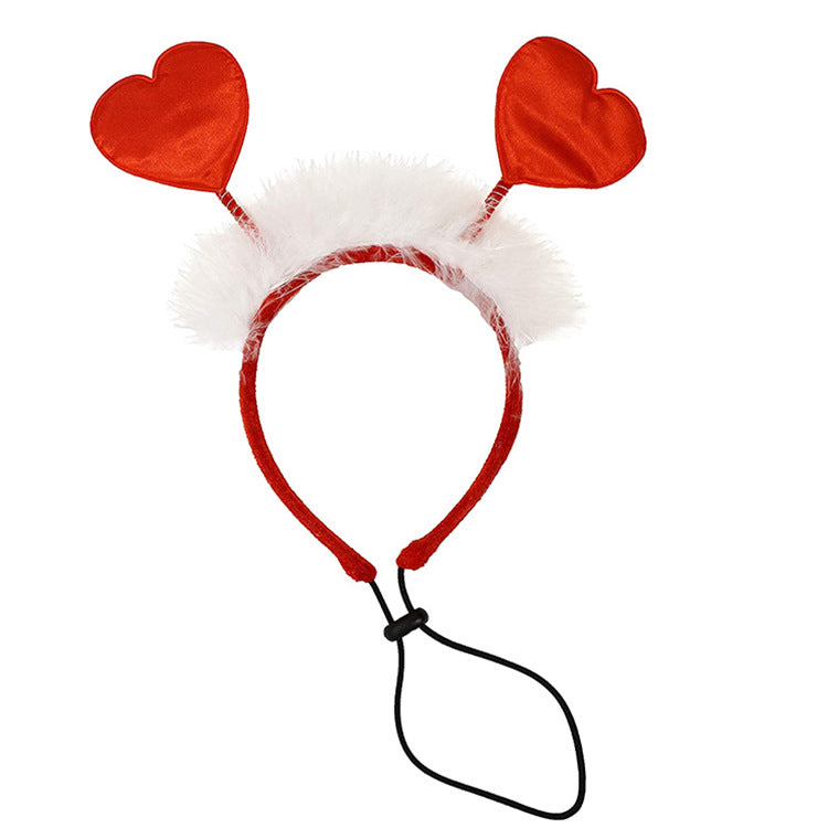 KFX-6706621 Valentine's Day Pet Hairband and Scarf Set for Dogs - Stylish Dog Party Accessory