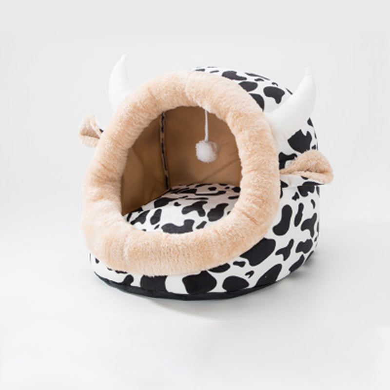 KFX-6707005 Cozy Semi-Closed Pet Litter Nest with Detachable Cushion for Dogs and Cats