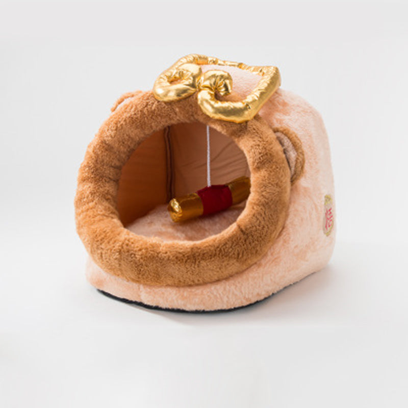 KFX-6707005 Cozy Semi-Closed Pet Litter Nest with Detachable Cushion for Dogs and Cats