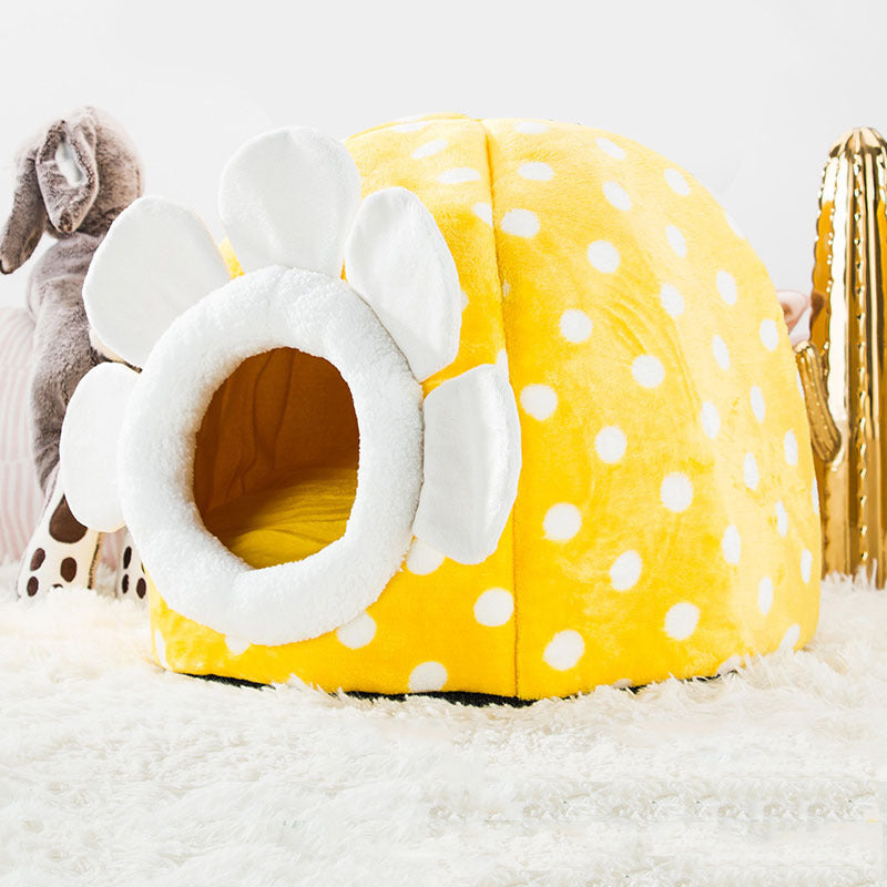 KFX-6707005 Cozy Semi-Closed Pet Litter Nest with Detachable Cushion for Dogs and Cats