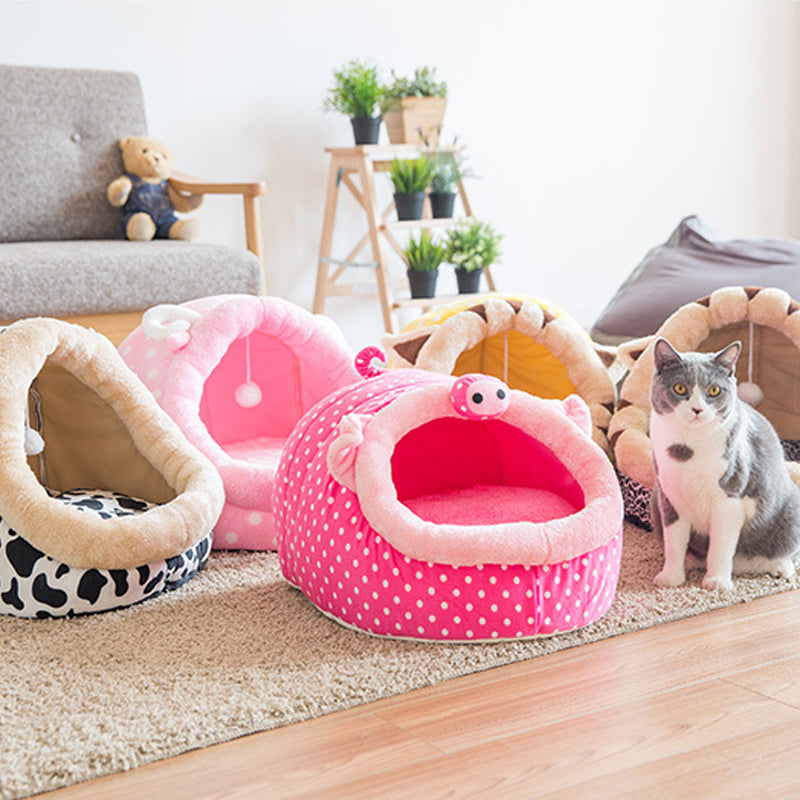 KFX-6707005 Cozy Semi-Closed Pet Litter Nest with Detachable Cushion for Dogs and Cats