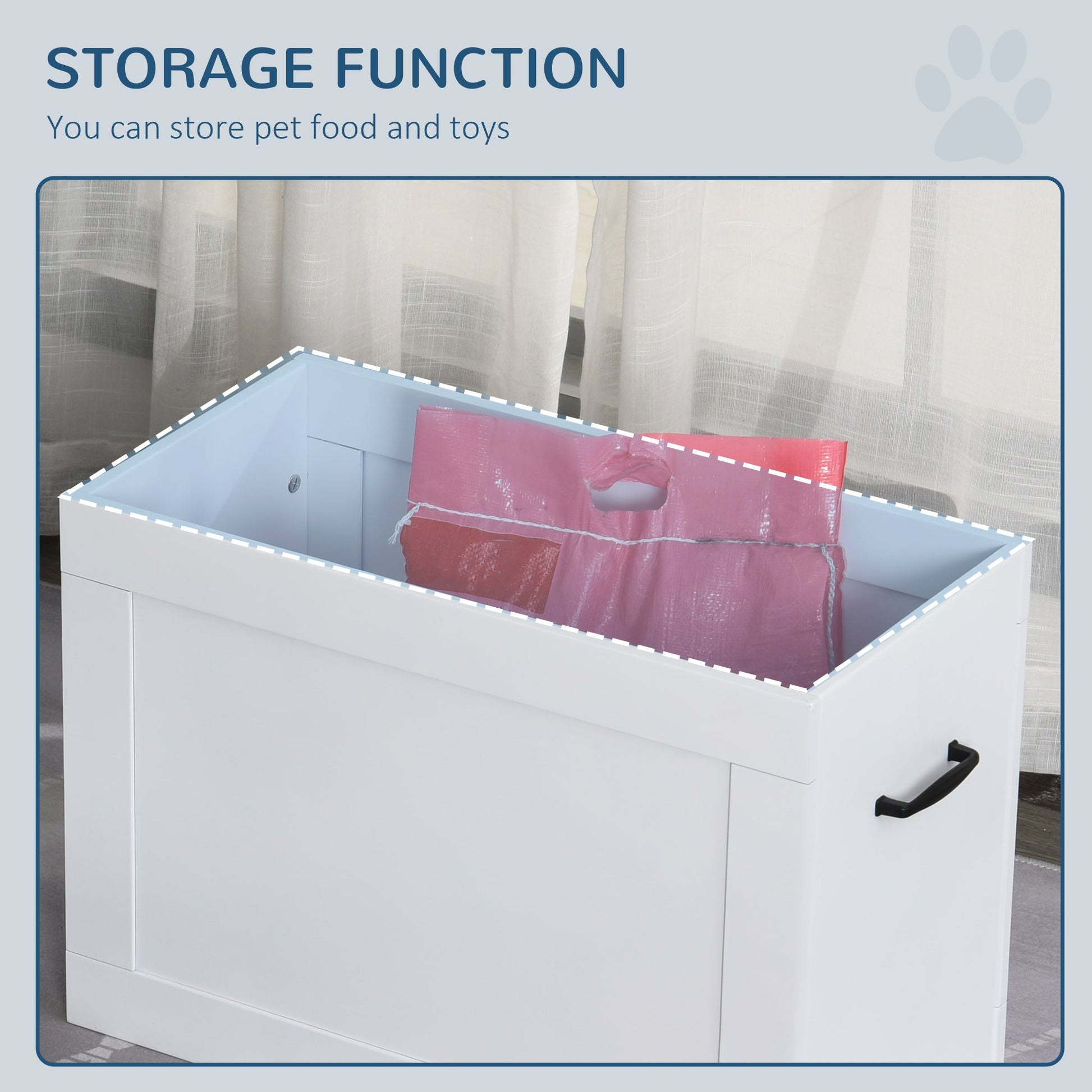 KFX-6707133 Elevated Dog Feeding Station with Stainless Steel Bowls and Storage for Large Pets, White