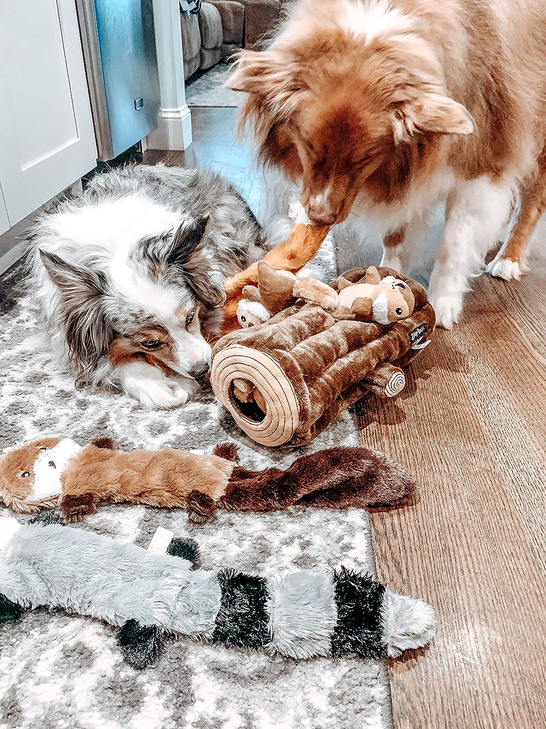 KFX-6708413 Squeaky Unstuffed Plush Dog Toys Set - Fox, Raccoon, and Squirrel for Small & Medium Breeds