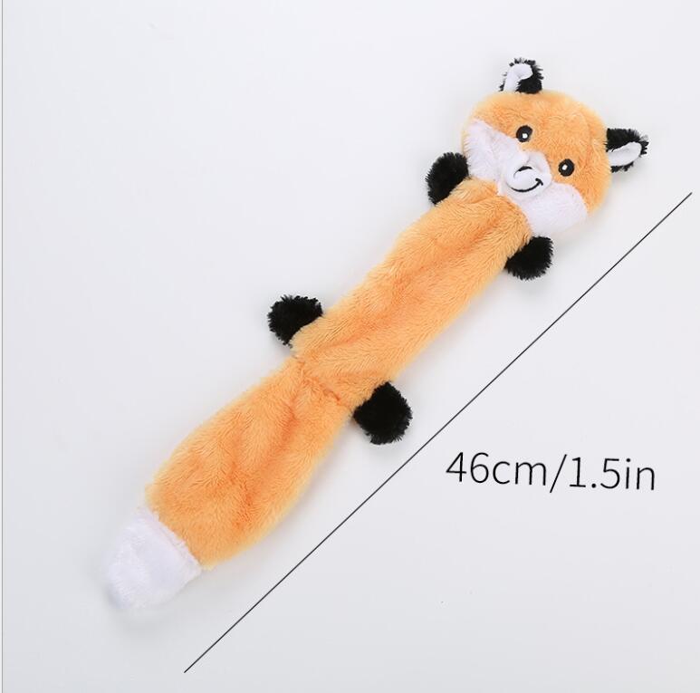 KFX-6708413 Squeaky Unstuffed Plush Dog Toys Set - Fox, Raccoon, and Squirrel for Small & Medium Breeds