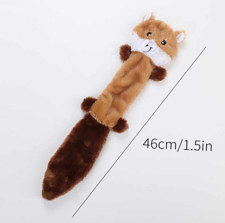 KFX-6708413 Squeaky Unstuffed Plush Dog Toys Set - Fox, Raccoon, and Squirrel for Small & Medium Breeds