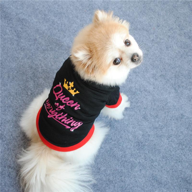 KFX-6709309 Breathable Black Cotton T-Shirt for Pets - Casual Style in Multiple Sizes