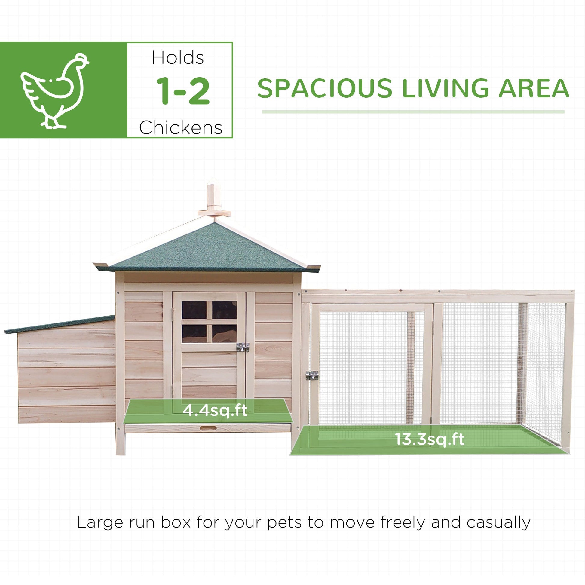 KFX-6710589 PawHut 77" Chicken Coop with Weatherproof Roof, Toxin-Free Materials, and Removable Cleaning Tray