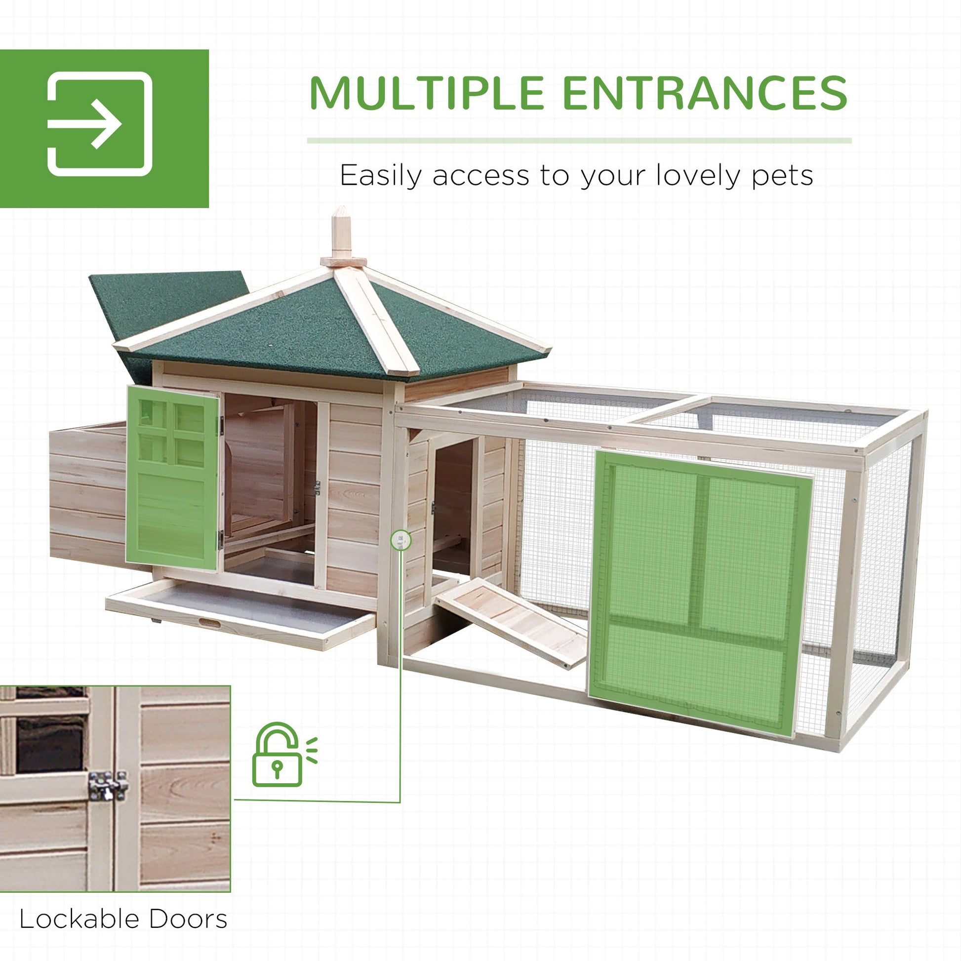 KFX-6710589 PawHut 77" Chicken Coop with Weatherproof Roof, Toxin-Free Materials, and Removable Cleaning Tray