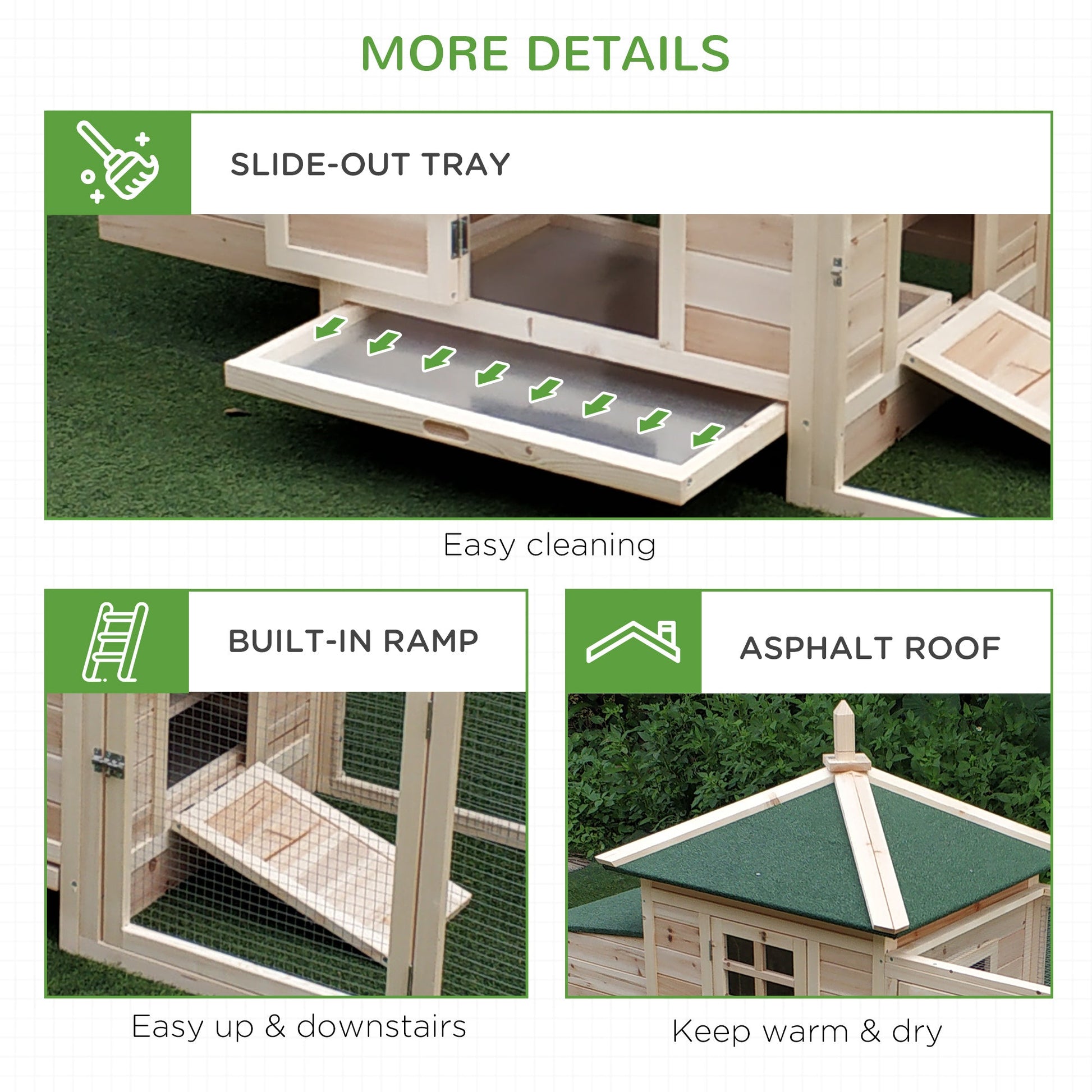 KFX-6710589 PawHut 77" Chicken Coop with Weatherproof Roof, Toxin-Free Materials, and Removable Cleaning Tray