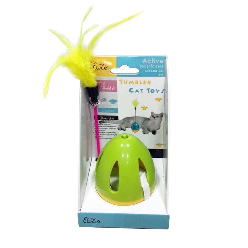 KFX-6710717 Feathered Cat Tumbler Toy with Plastic Rod - Fun and Engaging for Cats
