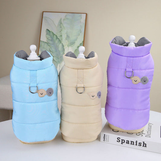 KFX-6711357 Cotton Dog Vest for Winter - Available in Blue, Khaki, and Purple, Sizes S to XXL