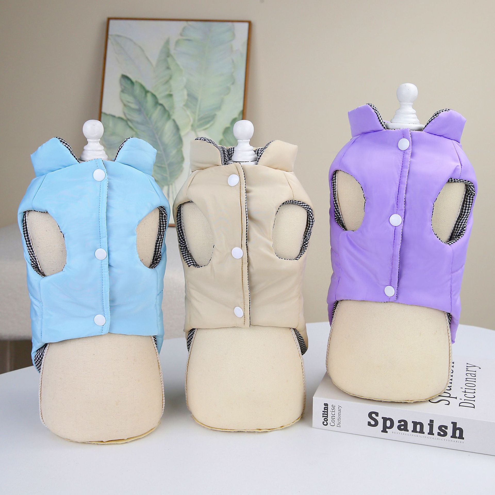 KFX-6711357 Cotton Dog Vest for Winter - Available in Blue, Khaki, and Purple, Sizes S to XXL