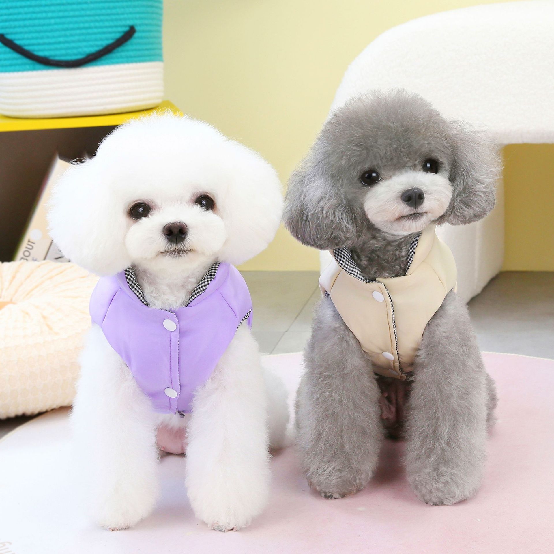 KFX-6711357 Cotton Dog Vest for Winter - Available in Blue, Khaki, and Purple, Sizes S to XXL