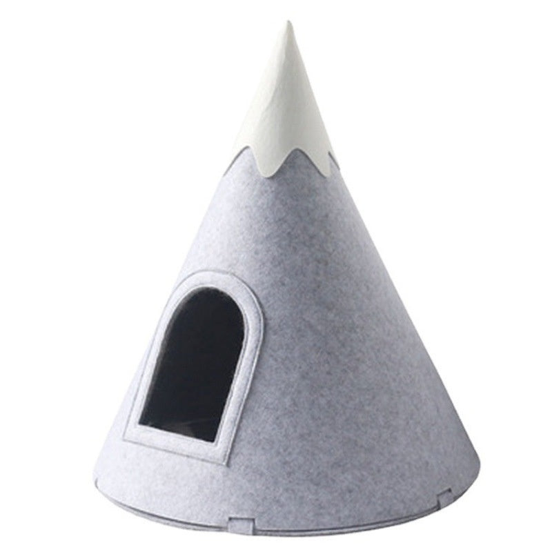 KFX-6711741 Felt Snow Mountain Semi-Enclosed Pet Bed for Cats