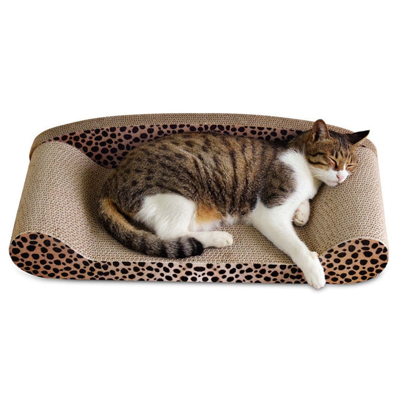 KFX-6712893 Extra Large Corrugated Cat Scratch Bed with Natural Backrest for Claw Grinding and Relaxation