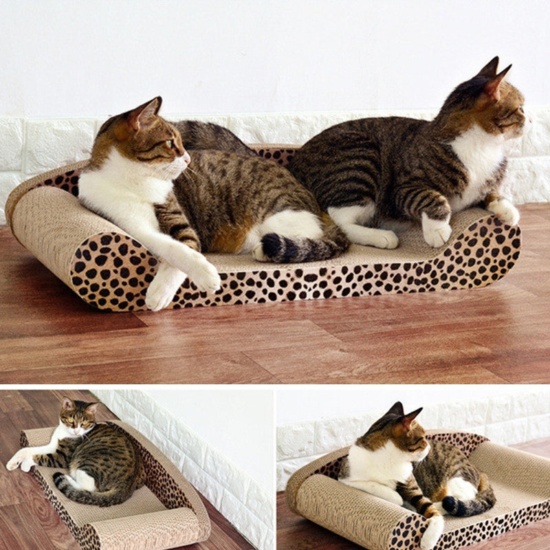 KFX-6712893 Extra Large Corrugated Cat Scratch Bed with Natural Backrest for Claw Grinding and Relaxation