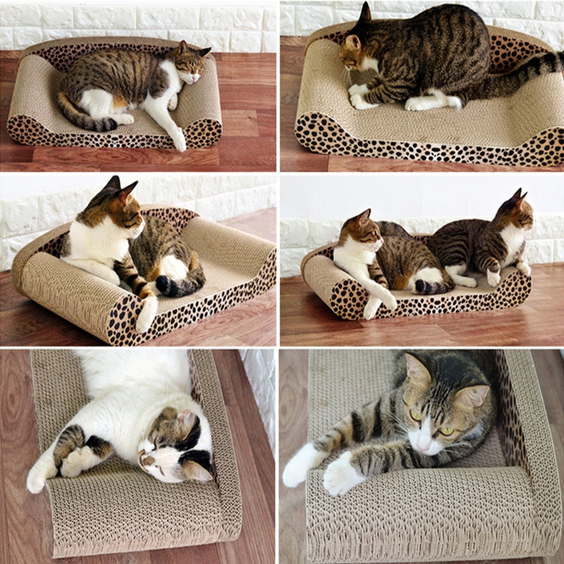 KFX-6712893 Extra Large Corrugated Cat Scratch Bed with Natural Backrest for Claw Grinding and Relaxation