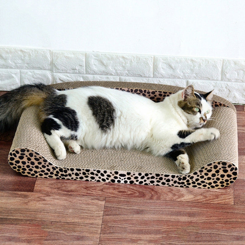 KFX-6712893 Extra Large Corrugated Cat Scratch Bed with Natural Backrest for Claw Grinding and Relaxation