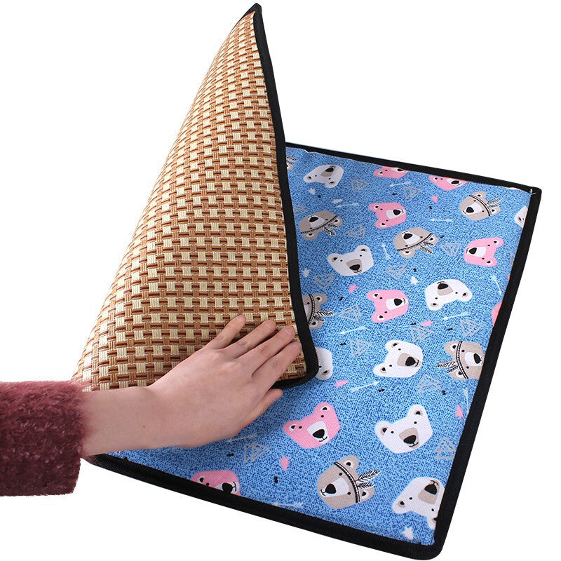 KFX-6714557 Reversible Pet Mat for Dogs Under 30 Pounds – Plant Vine Woven Material with Kitten Pattern